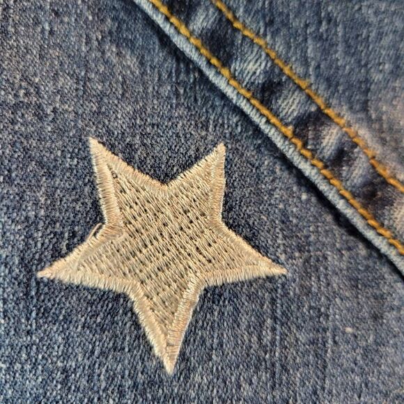 Angfu Blue Embroidered Star Denim Jean Jacket - Picture 11 of 12